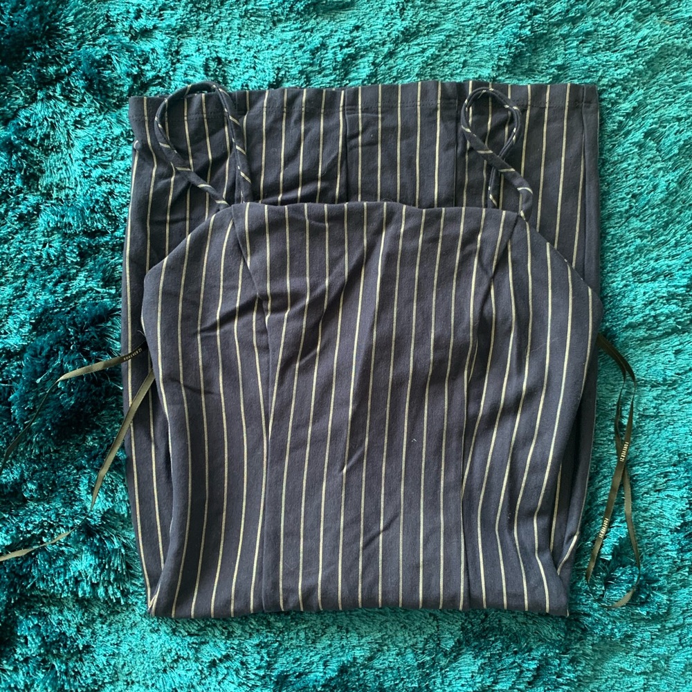 Navy/white pinstripe bodycon dress